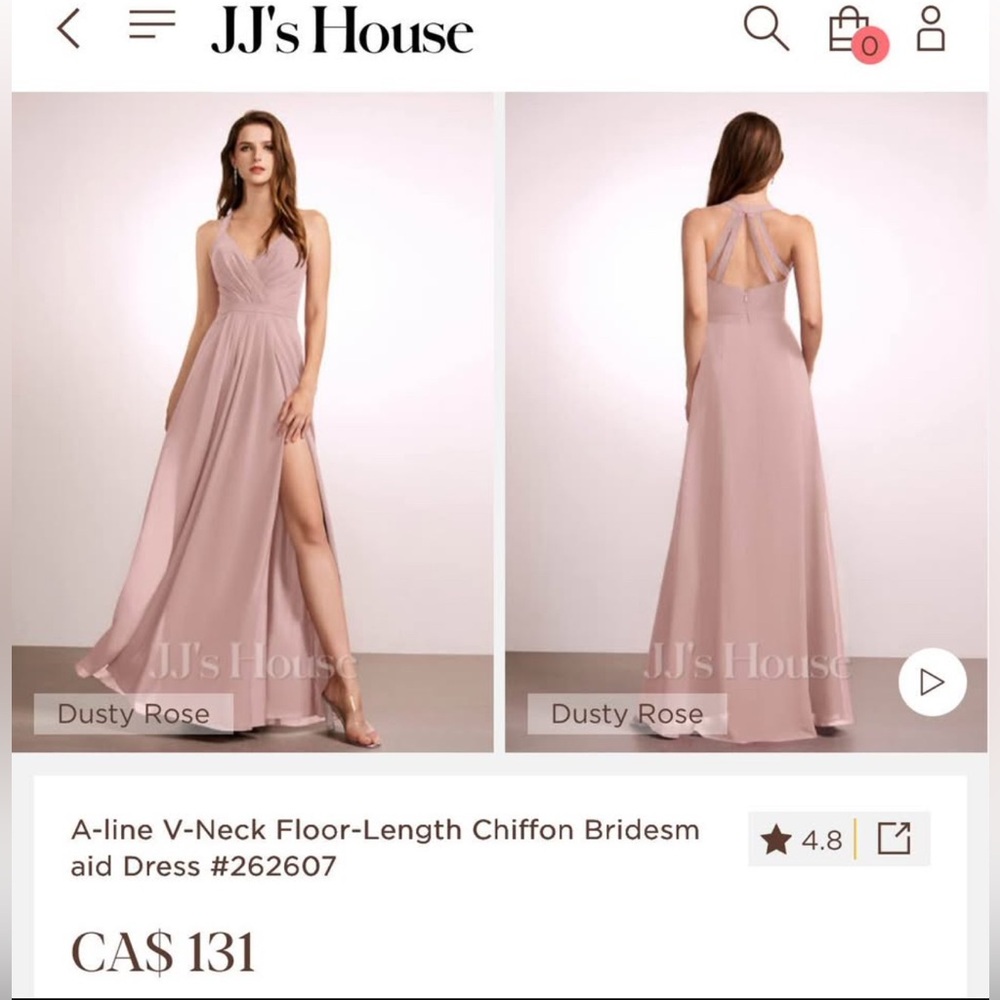 Dusty Rose Chiffon Bridesmaid Dress